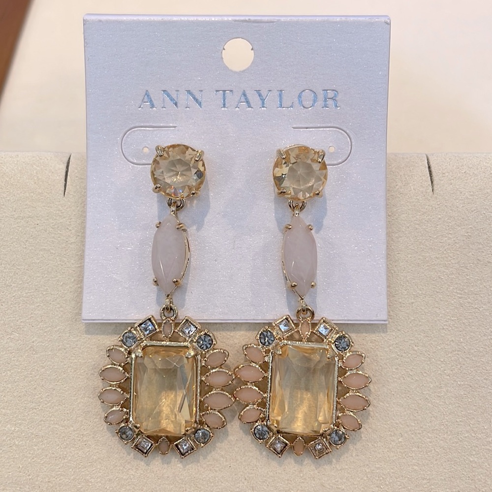 Ann Taylor Vintage Style Tiered Gemstone Earrings BRAND NEW